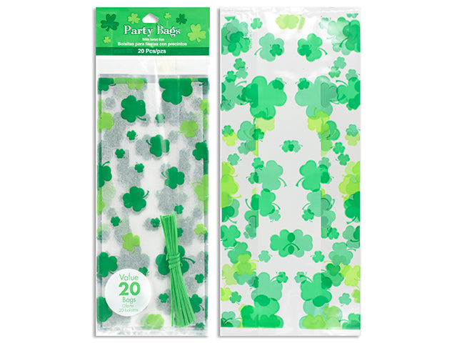 Carton of 24 20Pk 11In X 5In St.Pat'S Cello Candy Bags Incl: 20 Twist Ties. Pbh