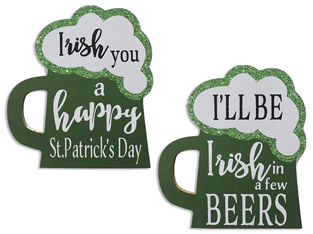 Carton of 12 7.08In X 7.87In St.Pat'S Beer Mdf Hanging Plaque W/Saying. 2 Asst.Styles.