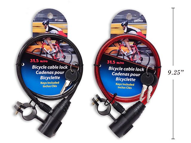 Carton of 36 Coated Bicycle Lock With Key