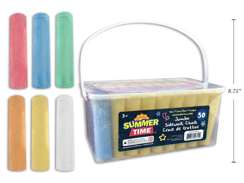 Carton of 6 Jumbo Sidewalk Chalk In Square Bucket