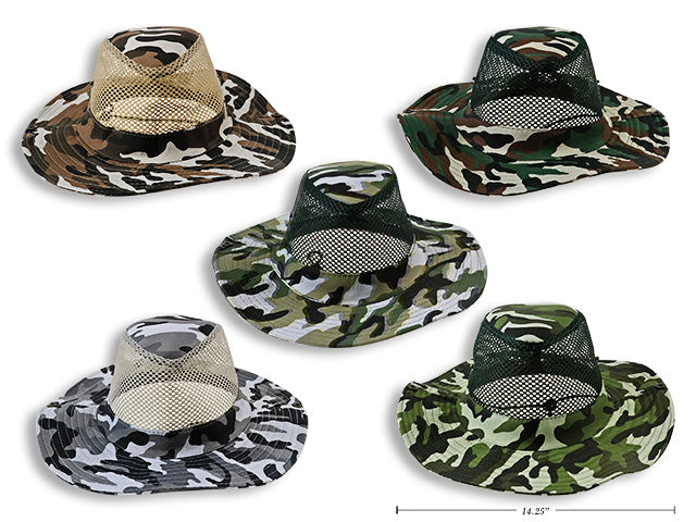 Carton of 12 Mens Ventilated Camouflage Outdoor Hat