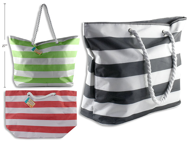 Carton of 12 Stripe Canvas Beach Bag