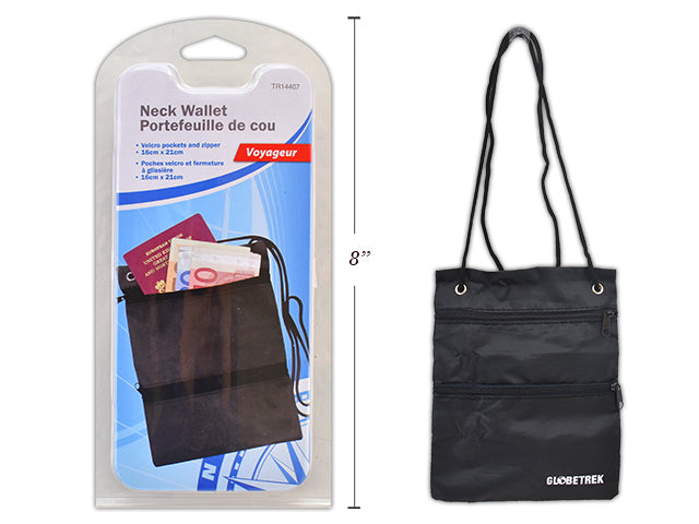 Carton of 12 Neck Wallet With Velcro Pockets And Zipper