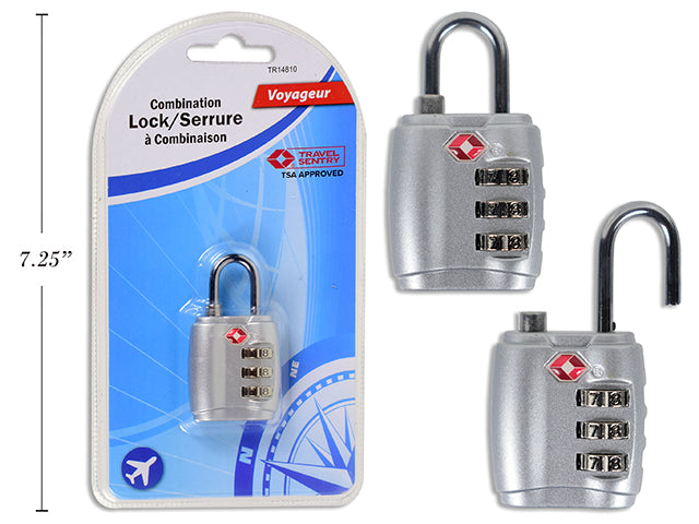 Carton of 12 Tsa Security Lock Size:1X3.2X6Cm Zinc Alloy