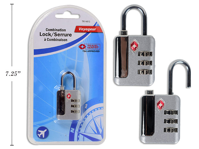 Carton of 12 Tsa Security Lock Size:1X3X6Cm Silver Zinc Alloy