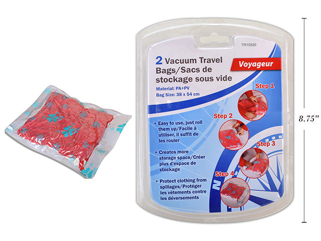 Carton of 12 Pc Vacuum Travel Bags 2 Pack