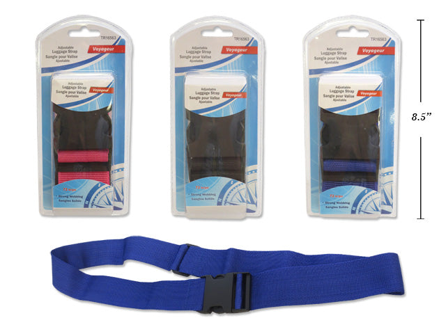 Carton of 24 Adjustable Luggage Strap In Clam Shell