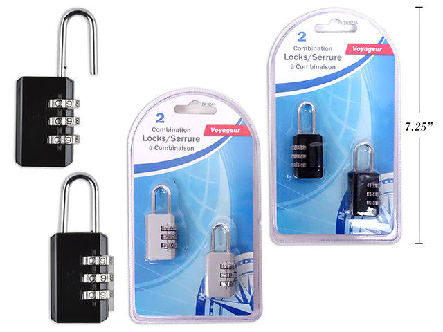 Carton of 24 Travel Mini Combination Pad Lock 2 Pack