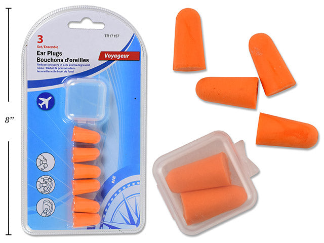 Carton of 24 Travel Ear Plugs 3 Pack