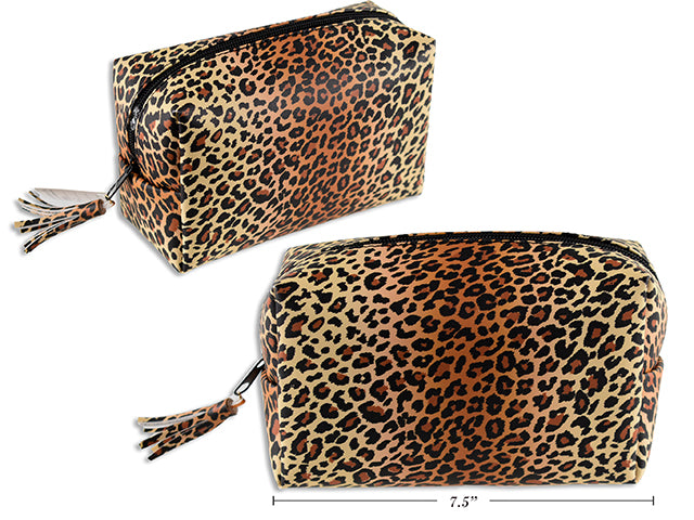 Carton of 12 Cosmetic Toiletry Bag 19X9X11Cm Leopard Pattern (7.4X3.4X4.3")