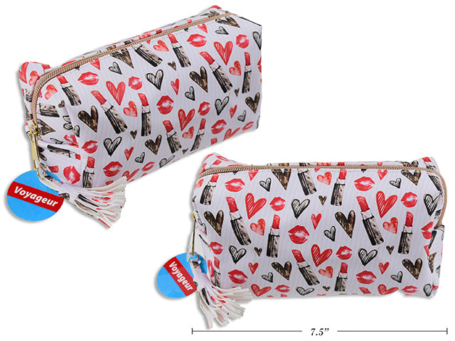 Carton of 12 Cosmetic Toiletry Bag 19X9X11Cm Lipstick Pattern (7.4X3.4X4.3")