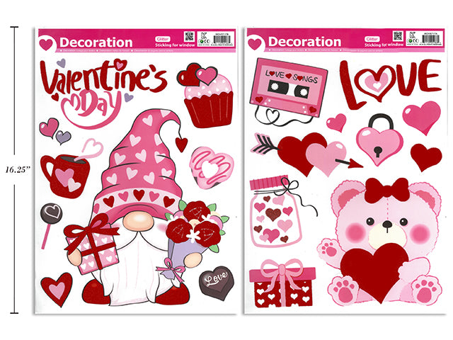 Carton of 24 Valentine Window Clings