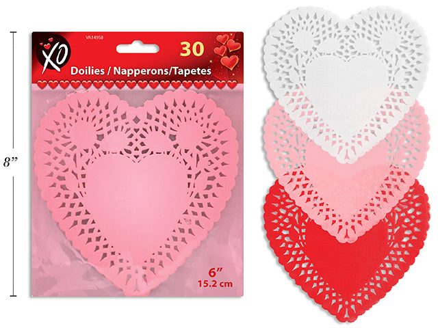 Carton of 24 Heart Shape Doilies