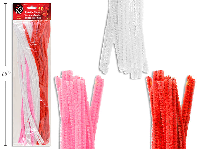 Carton of 24 Valentines Chenille Stem 50 Pack