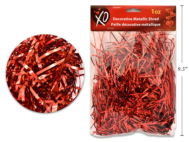 Carton of 24 Red Metallic Shred