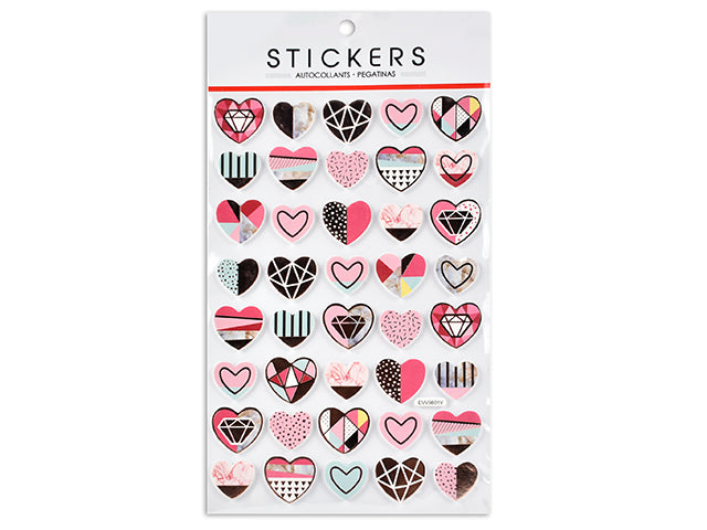 Carton of 24 Valentines Silver Outline Matte Sticker