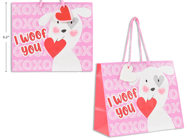 Carton of 24 Valentines Matte Gnome Horizontal Gift Bag Medium