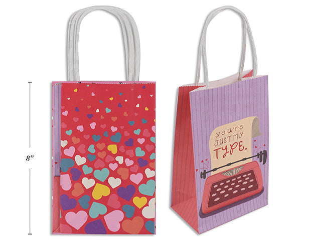 Carton of 24 Valentines Printed Kraft Gift Bags 2 Pack