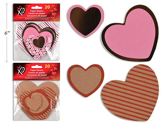 Carton of 24 Valentines Die Cut Paper Hearts