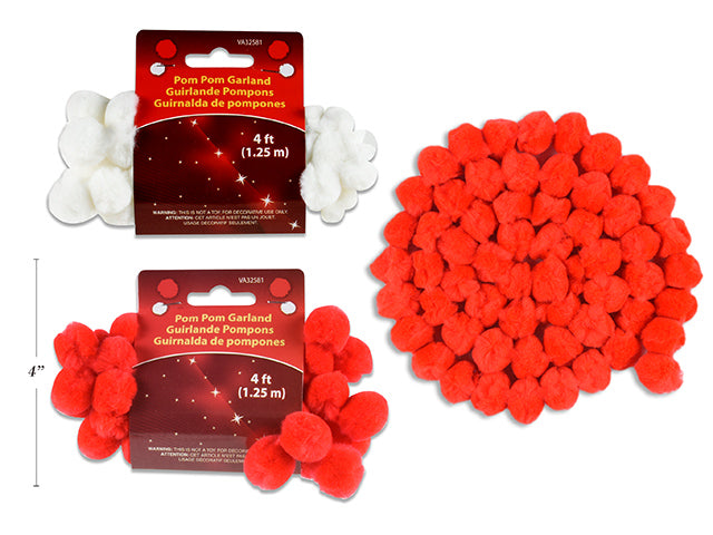 Carton of 24 Valentines Pom Pom Garland