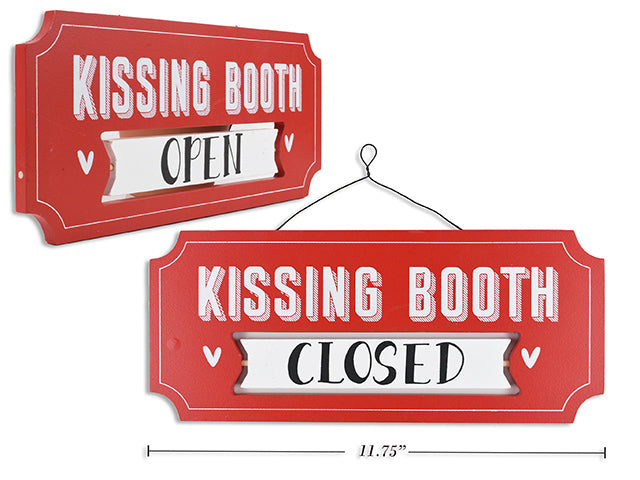 Carton of 12 Valentines Wooden Kissing Booth Plaque With Metal Handle