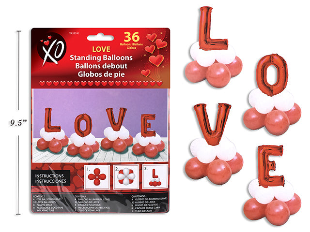 Carton of 24 Valentines Standing Love Balloons