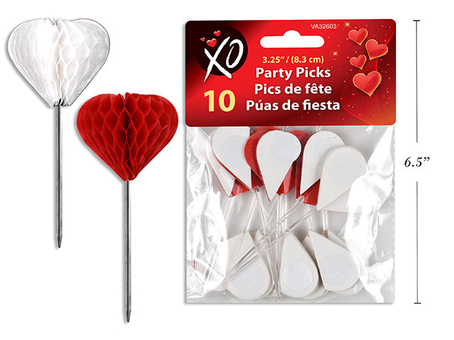 Carton of 24 Valentines Honeycomb Heart Party Picks