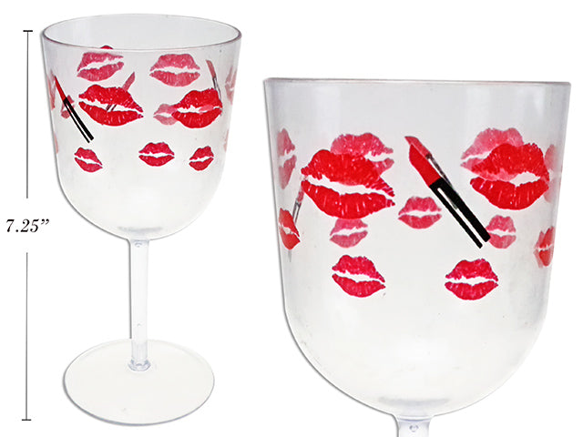 Carton of 24 Valentines Printed Plastic Wine Glass