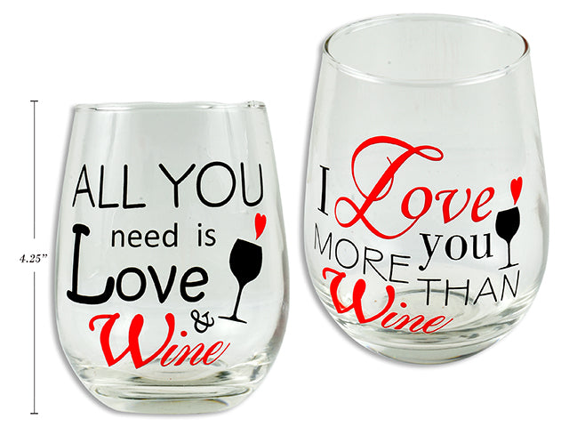 Carton of 24 Valentine'S Stemless Wine Glass