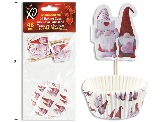 Carton of 24 Valentines Gnome Baking Cups 48 Pack