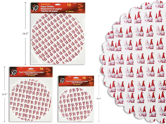 Carton of 24 Valentines Gnome Grease Proof Paper Doilies