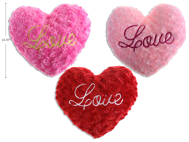 Carton of 12 Valentines Embroidered Swirl Plush Heart