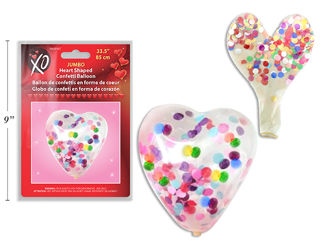 Carton of 24 Valentines Jumbo Heart Shaped Confetti Filled Balloon