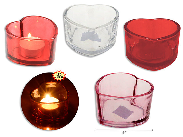 Carton of 24 Valentines Tinted Heart Shaped Tea Light Holder