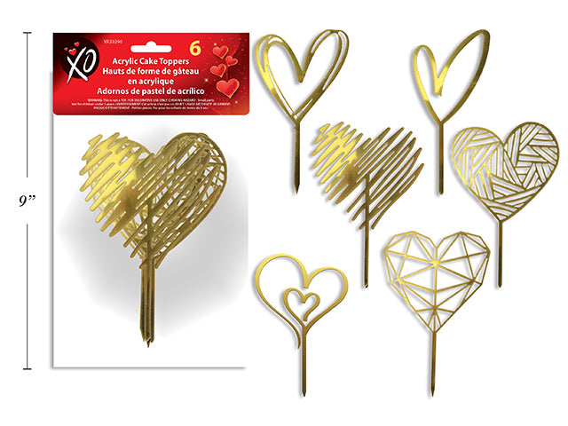 Carton of 24 Valentines Acrylic Cake Toppers