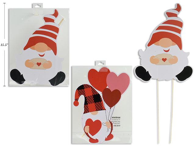 Carton of 24 Valentines Gnome Garden Stake