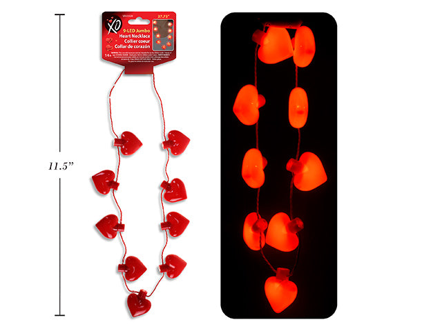 Carton of 12 Valentines Led Jumbo Heart Necklace