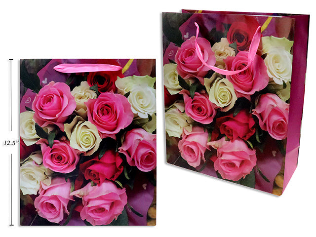 Carton of 24 Valentines Matte Roses Bouquet Gift Bag Large