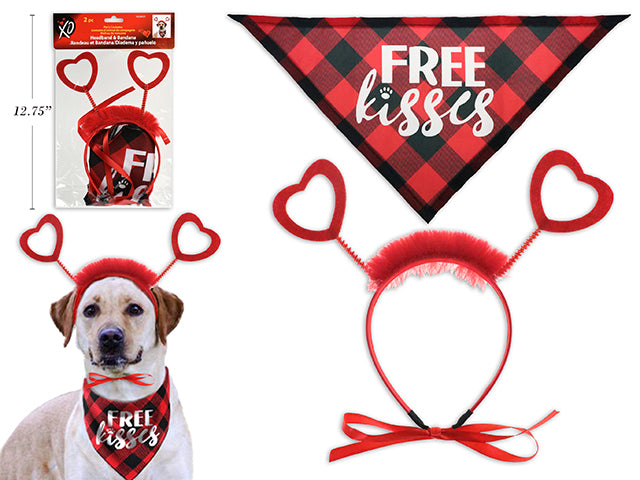 Carton of 12 Valentines Pet Costume Headband With Bandana