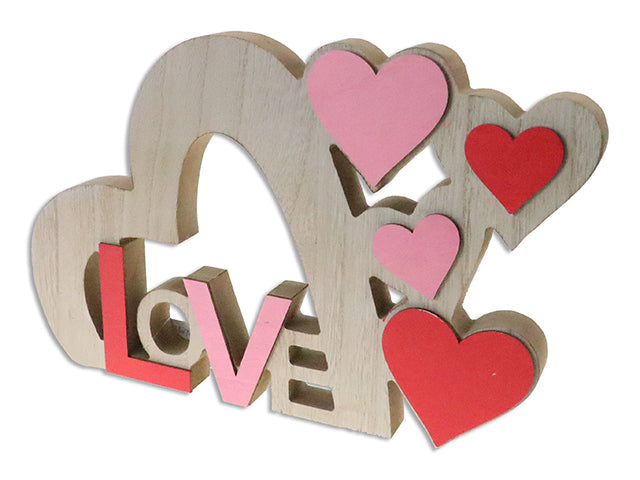 Carton of 12 11In X 7.25In Die-Cut Heart Tabletop Decoration. Brown Box W/Colour Label.