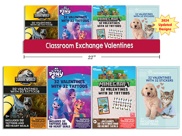 Carton of 24 32Ct Superpets Valentine'S Cards W Stickers