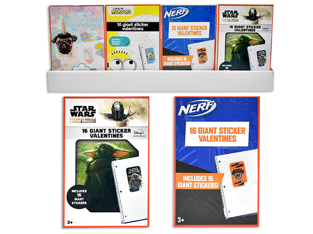 Carton of 24 Valentines Giant Star Wars Sticker Assortment