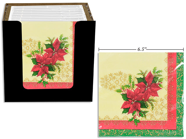 Carton of 24 Poinsettia Luncheon Napkin