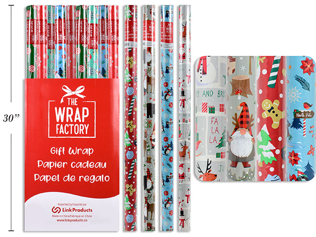 Carton of 49 Christmas Single Roll Wrap Small