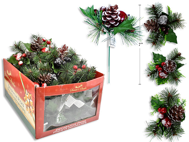 Carton of 72 Christmas Pick With Artificial Pine Cone