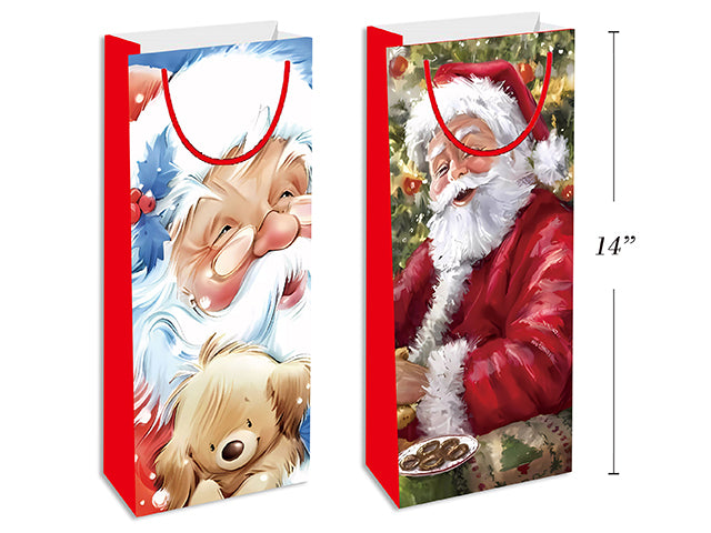 Carton of 24 Christmas Traditional Glossy Gift Bag Bottle