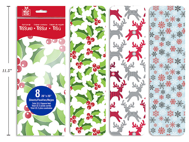 Carton of 48 Christmas Printed Tissue