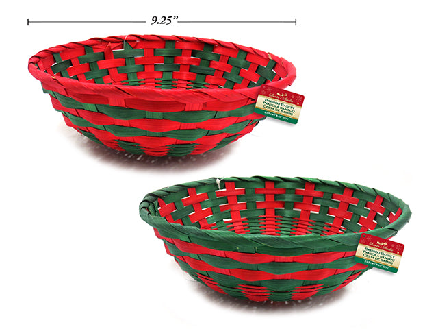 Carton of 48 Christmas Round Bamboo Basket