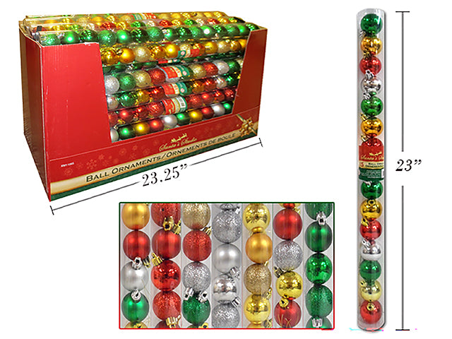 Carton of 48 Christmas Ball Ornaments In Display 15 Pack