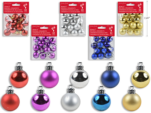 Carton of 24 Christmas Mini Ball Ornaments 12 Pack